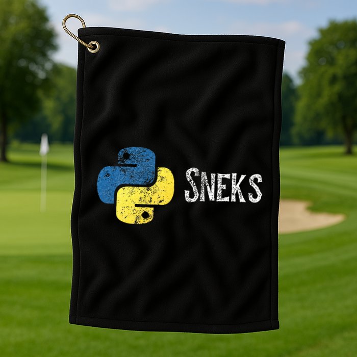 Python Programming Funny Programmer Python Logo Sneks Gift  Golf Towel