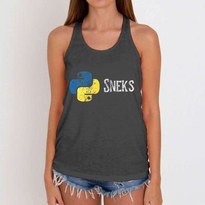 Python Programming Funny Programmer Python Logo Sneks Gift  Women's Knotted Racerback Tank