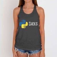 Python Programming Funny Programmer Python Logo Sneks Gift  Women's Knotted Racerback Tank