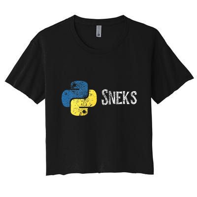 Python Programming Funny Programmer Python Logo Sneks Gift  Crop Top