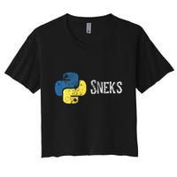 Python Programming Funny Programmer Python Logo Sneks Gift  Crop Top
