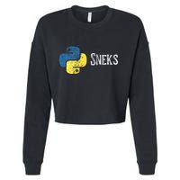 Python Programming Funny Programmer Python Logo Sneks Gift  Cropped Pullover Crew
