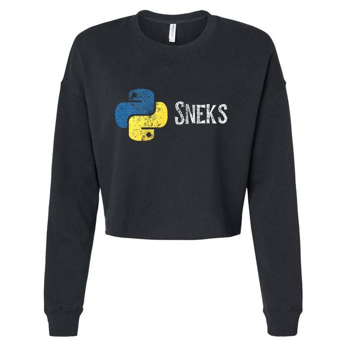 Python Programming Funny Programmer Python Logo Sneks Gift  Cropped Pullover Crew