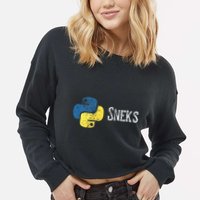 Python Programming Funny Programmer Python Logo Sneks Gift  Cropped Pullover Crew