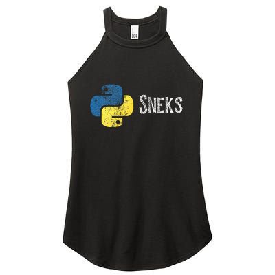 Python Programming Funny Programmer Python Logo Sneks Gift  Women's Perfect Tri Rocker Tank