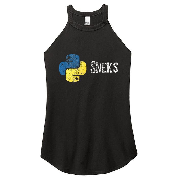 Python Programming Funny Programmer Python Logo Sneks Gift  Women's Perfect Tri Rocker Tank