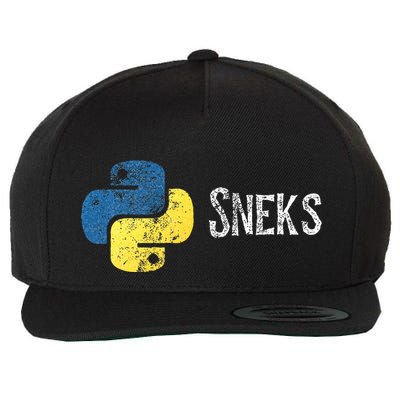 Python Programming Funny Programmer Python Logo Sneks Gift  Wool Snapback Cap