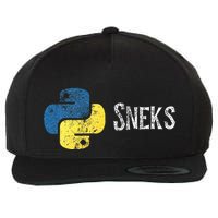 Python Programming Funny Programmer Python Logo Sneks Gift  Wool Snapback Cap