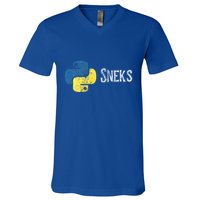 Python Programming Funny Programmer Python Logo Sneks Gift  V-Neck T-Shirt