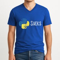 Python Programming Funny Programmer Python Logo Sneks Gift  V-Neck T-Shirt
