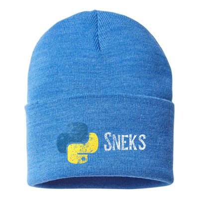 Python Programming Funny Programmer Python Logo Sneks Gift  Sustainable Knit Beanie