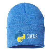 Python Programming Funny Programmer Python Logo Sneks Gift  Sustainable Knit Beanie