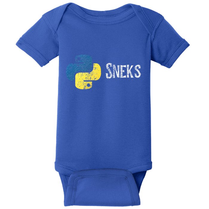 Python Programming Funny Programmer Python Logo Sneks Gift  Baby Bodysuit