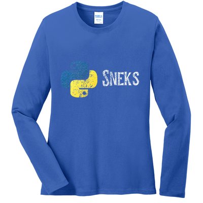 Python Programming Funny Programmer Python Logo Sneks Gift  Ladies Long Sleeve Shirt