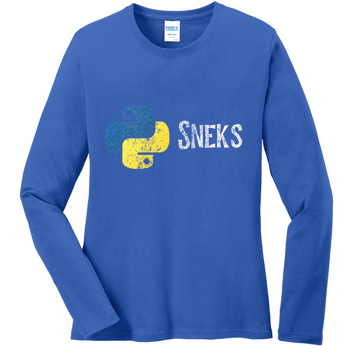 Python Programming Funny Programmer Python Logo Sneks Gift  Ladies Long Sleeve Shirt