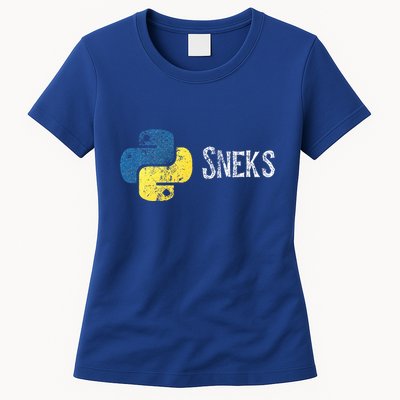 Python Programming Funny Programmer Python Logo Sneks Gift  Womens T-Shirt