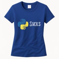Python Programming Funny Programmer Python Logo Sneks Gift  Womens T-Shirt