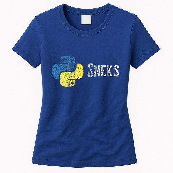 Python Programming Funny Programmer Python Logo Sneks Gift  Womens T-Shirt
