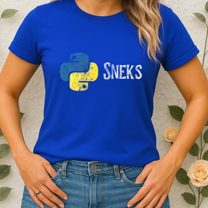 Python Programming Funny Programmer Python Logo Sneks Gift  Womens T-Shirt