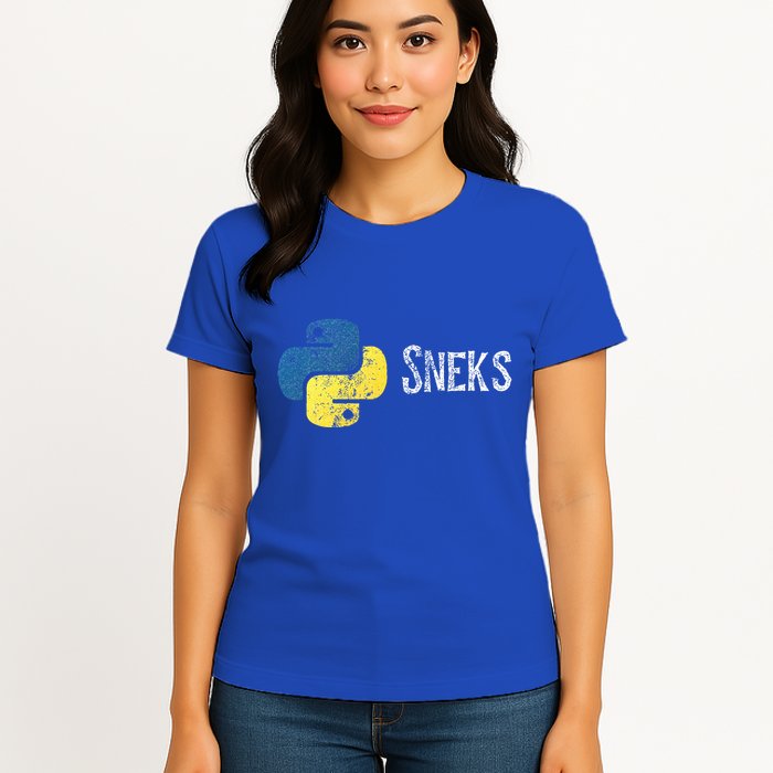 Python Programming Funny Programmer Python Logo Sneks Gift  Womens T-Shirt