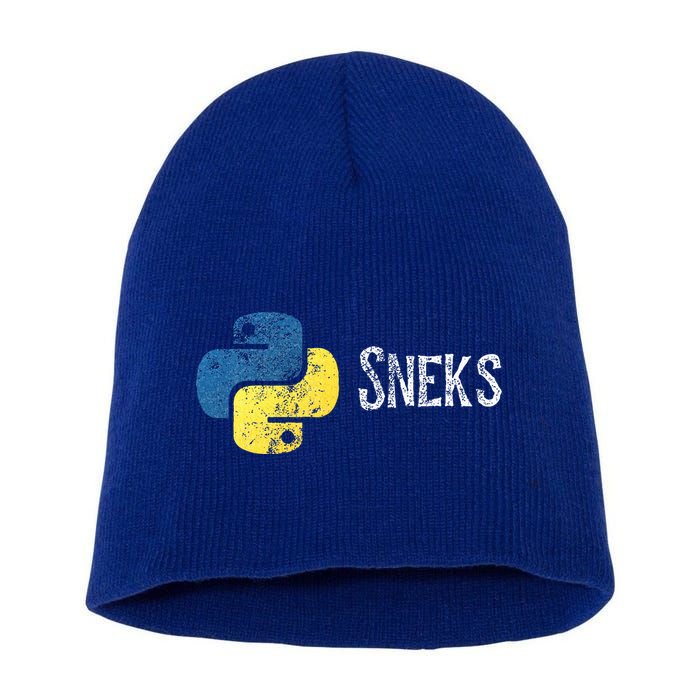 Python Programming Funny Programmer Python Logo Sneks Gift  Short Acrylic Beanie