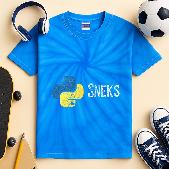Python Programming Funny Programmer Python Logo Sneks Gift  Kids Tie-Dye T-Shirt