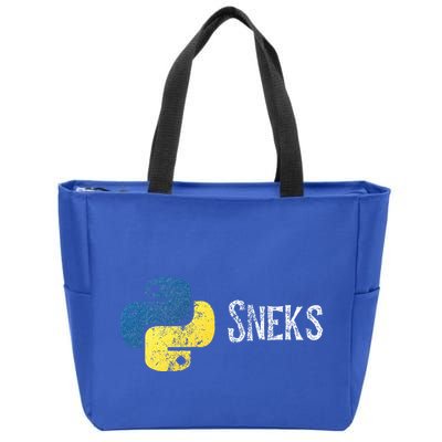 Python Programming Funny Programmer Python Logo Sneks Gift  Zip Tote Bag