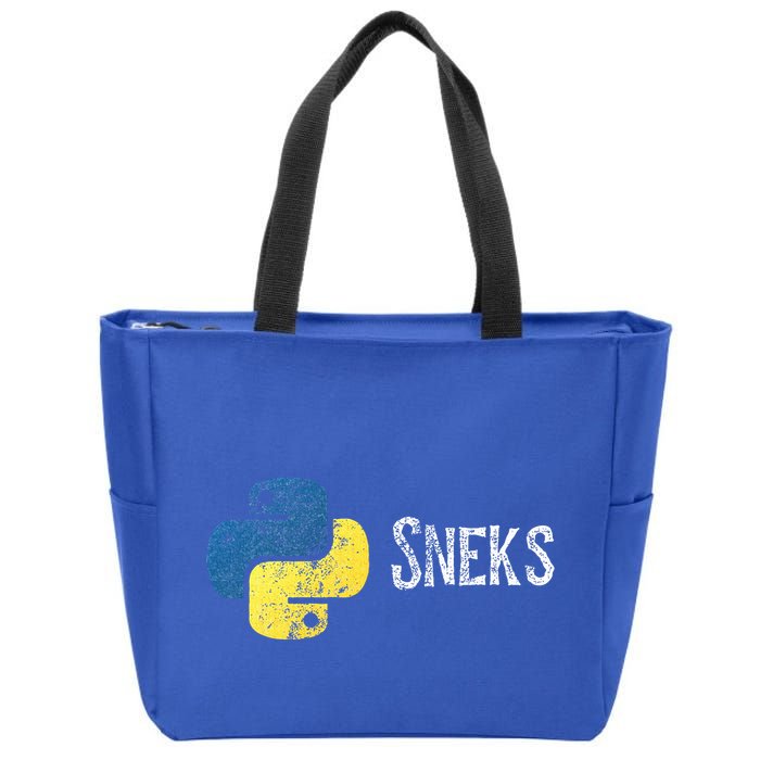 Python Programming Funny Programmer Python Logo Sneks Gift  Zip Tote Bag