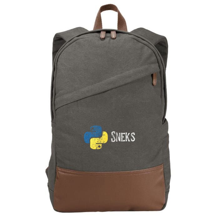 Python Programming Funny Programmer Python Logo Sneks Gift  Cotton Canvas Backpack