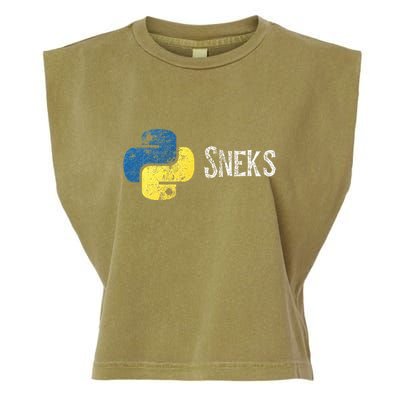 Python Programming Funny Programmer Python Logo Sneks Gift  Garment-Dyed Women's Muscle Tee