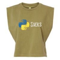 Python Programming Funny Programmer Python Logo Sneks Gift  Garment-Dyed Women's Muscle Tee