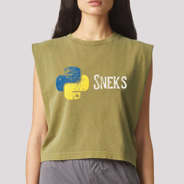 Python Programming Funny Programmer Python Logo Sneks Gift  Garment-Dyed Women's Muscle Tee