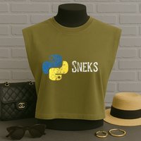 Python Programming Funny Programmer Python Logo Sneks Gift  Garment-Dyed Women's Muscle Tee