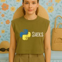 Python Programming Funny Programmer Python Logo Sneks Gift  Garment-Dyed Women's Muscle Tee
