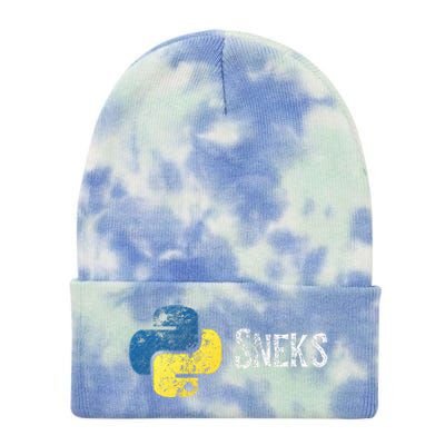 Python Programming Funny Programmer Python Logo Sneks Gift  Tie Dye 12in Knit Beanie