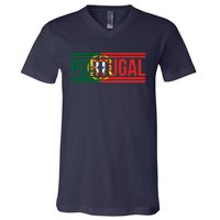 Portugal Portuguese Flag | Sports Soccer Football V-Neck T-Shirt