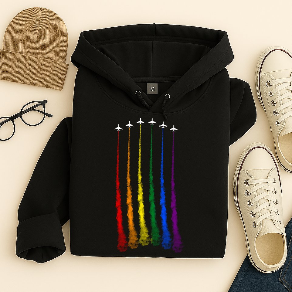 Plane Pride Flag Rainbow LGBT LGBTQ Pride Month Pride Ally Hoodie