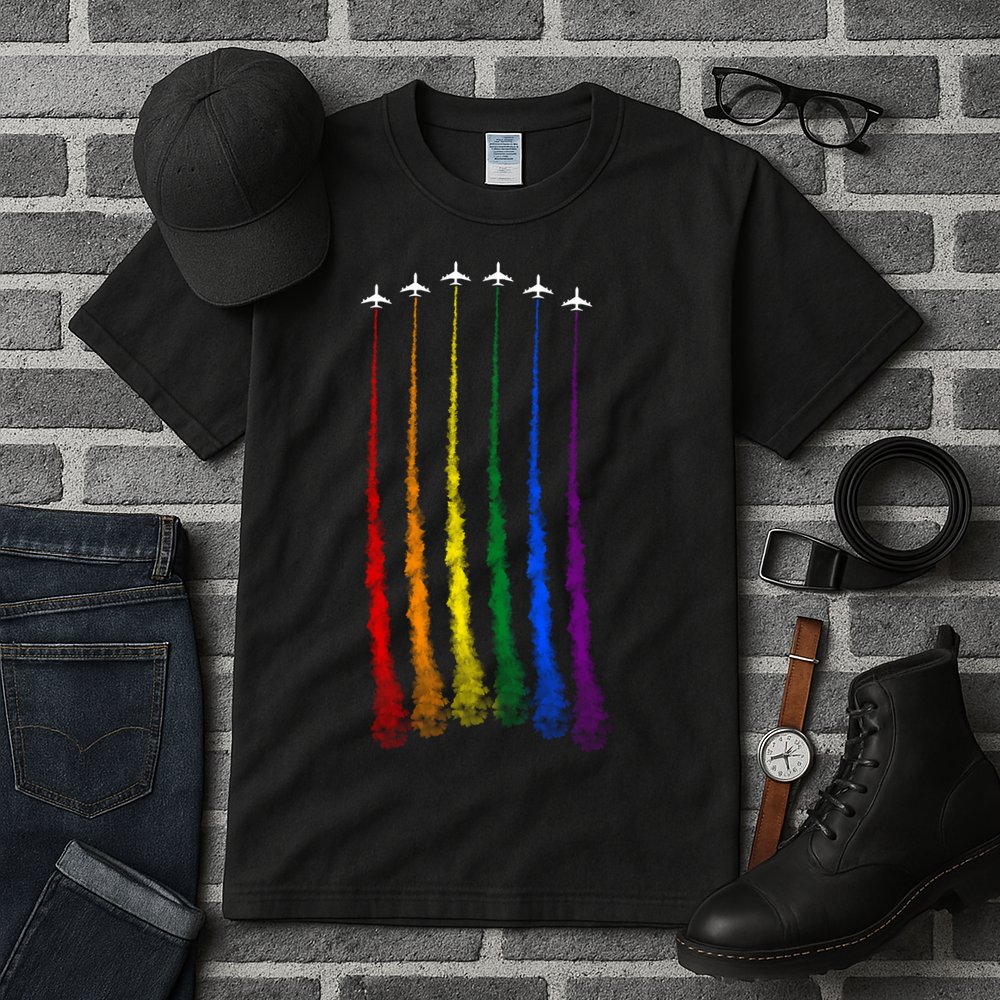 Plane Pride Flag Rainbow LGBT LGBTQ Pride Month Pride Ally Tall T-Shirt