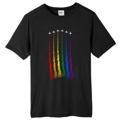 Plane Pride Flag Rainbow LGBT LGBTQ Pride Month Pride Ally Tall Fusion ChromaSoft Performance T-Shirt