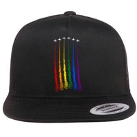 Plane Pride Flag Rainbow LGBT LGBTQ Pride Month Pride Ally Flat Bill Trucker Hat
