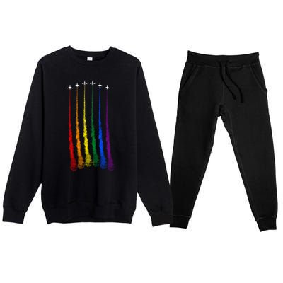 Plane Pride Flag Rainbow LGBT LGBTQ Pride Month Pride Ally Premium Crewneck Sweatsuit Set