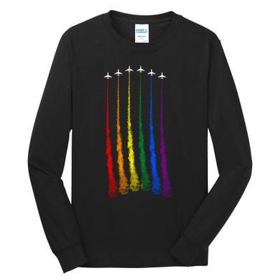 Plane Pride Flag Rainbow LGBT LGBTQ Pride Month Pride Ally Tall Long Sleeve T-Shirt