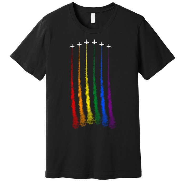 Plane Pride Flag Rainbow LGBT LGBTQ Pride Month Pride Ally Premium T-Shirt