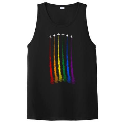 Plane Pride Flag Rainbow LGBT LGBTQ Pride Month Pride Ally PosiCharge Competitor Tank