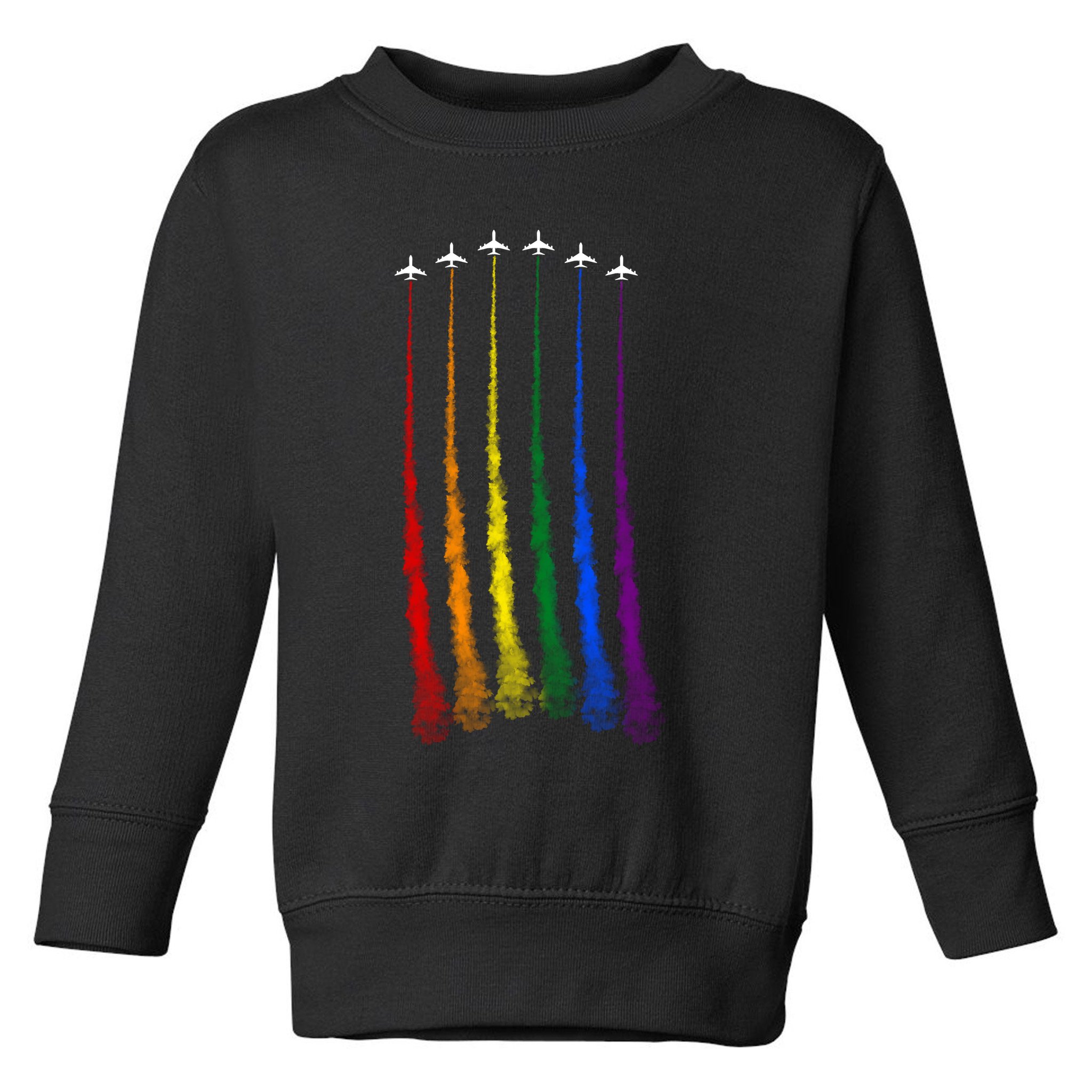 Plane Pride Flag Rainbow LGBT LGBTQ Pride Month Pride Ally Toddler Sweatshirt