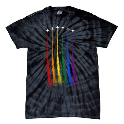 Plane Pride Flag Rainbow LGBT LGBTQ Pride Month Pride Ally Tie-Dye T-Shirt