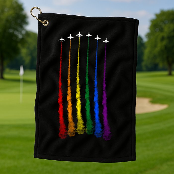 Plane Pride Flag Rainbow LGBT LGBTQ Pride Month Pride Ally Golf Towel