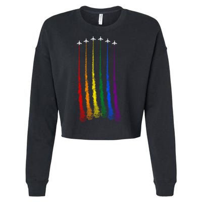 Plane Pride Flag Rainbow LGBT LGBTQ Pride Month Pride Ally Cropped Pullover Crew