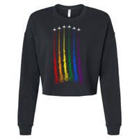 Plane Pride Flag Rainbow LGBT LGBTQ Pride Month Pride Ally Cropped Pullover Crew
