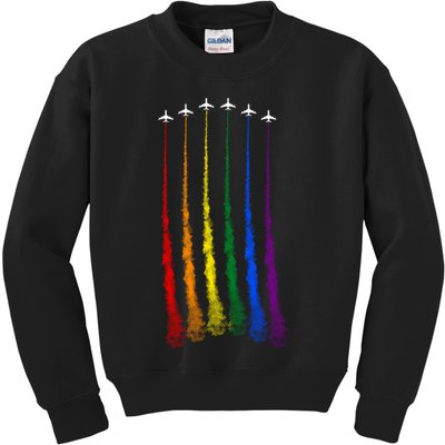 Plane Pride Flag Rainbow LGBT LGBTQ Pride Month Pride Ally Kids Sweatshirt
